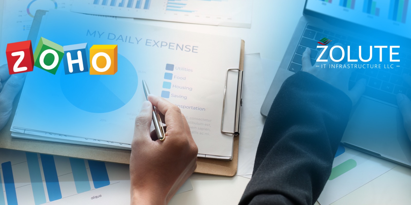 Zoho Expense dashboard displaying automated business expense reports and approvals
