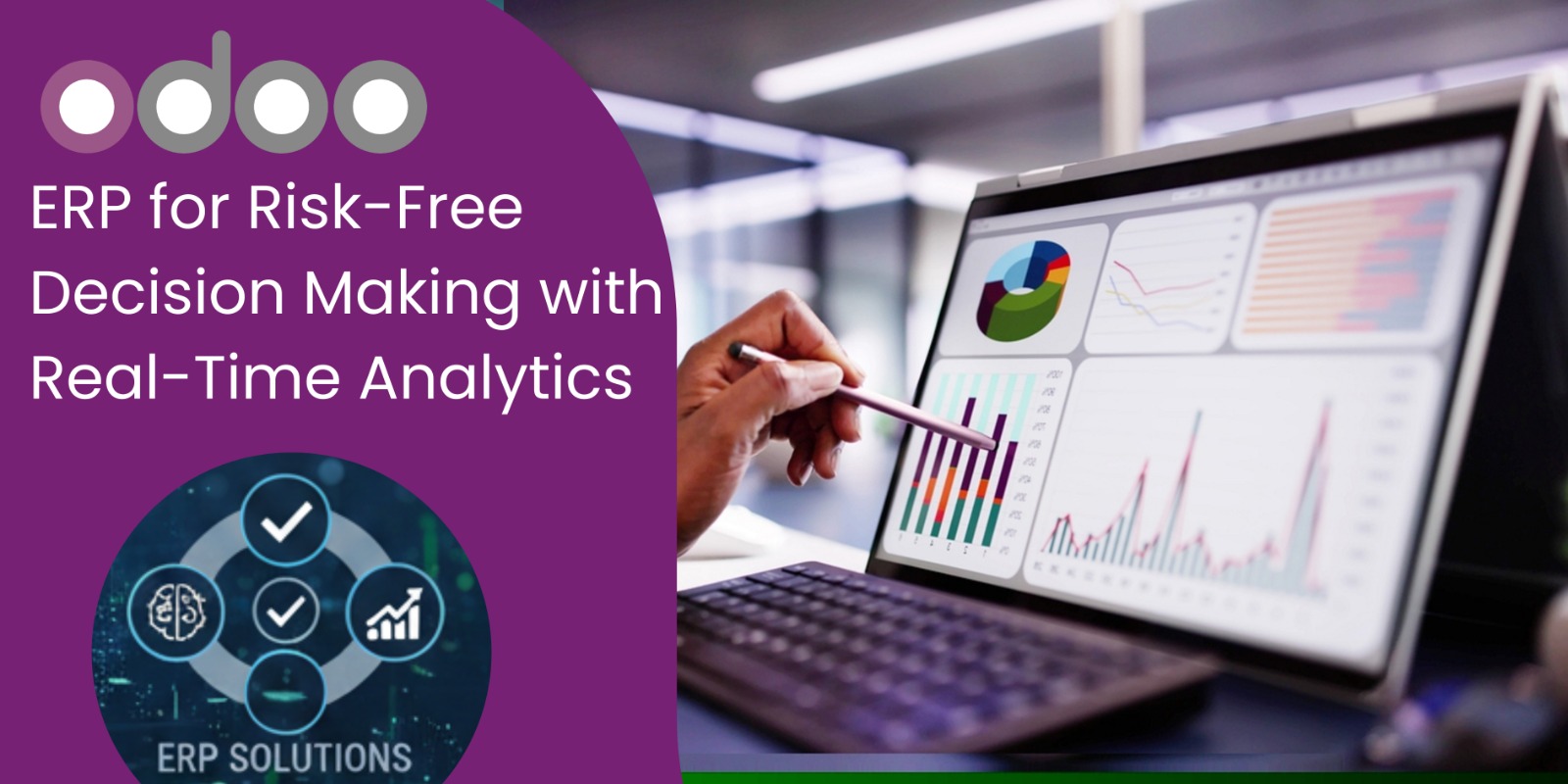Comparison showing delayed manual reports versus real-time analytics in Odoo ERP for business decision making.