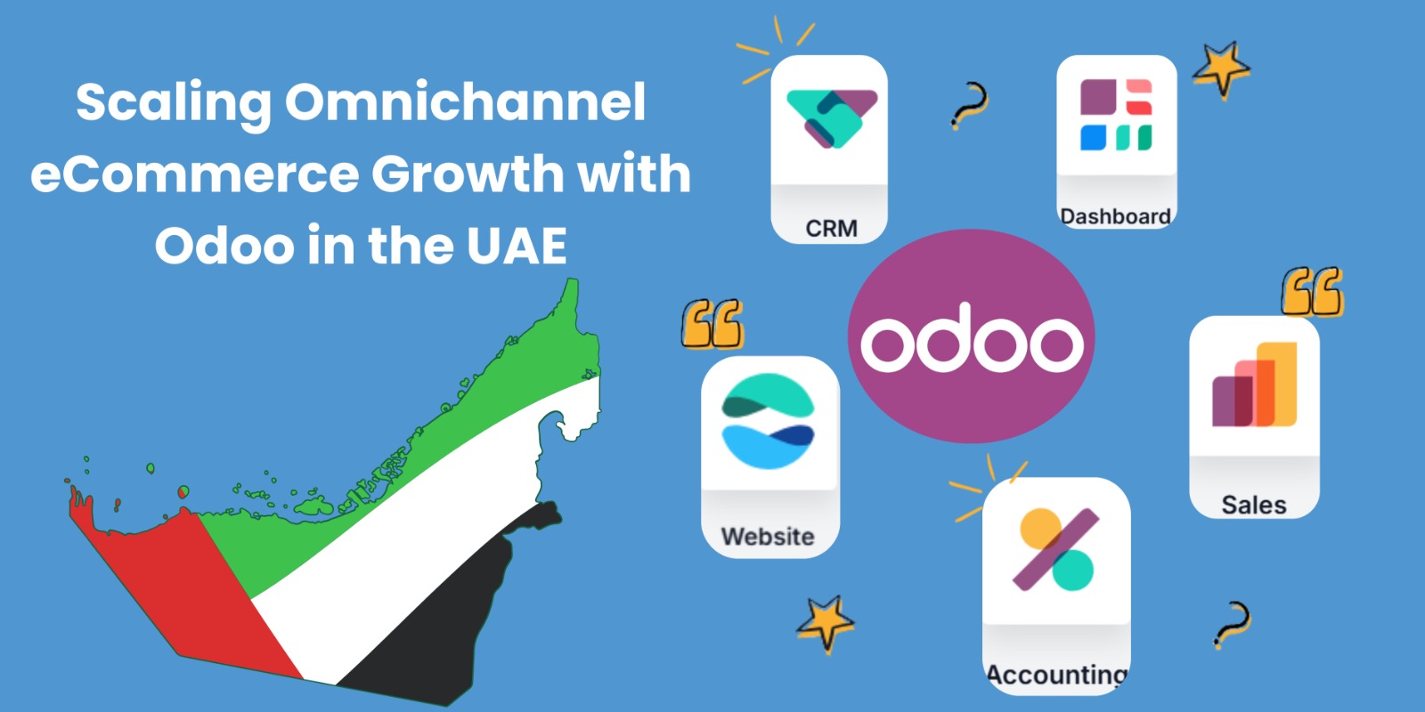 Omnichannel eCommerce flow showing website, marketplace, warehouse, and delivery channels connected through Odoo in the UAE.