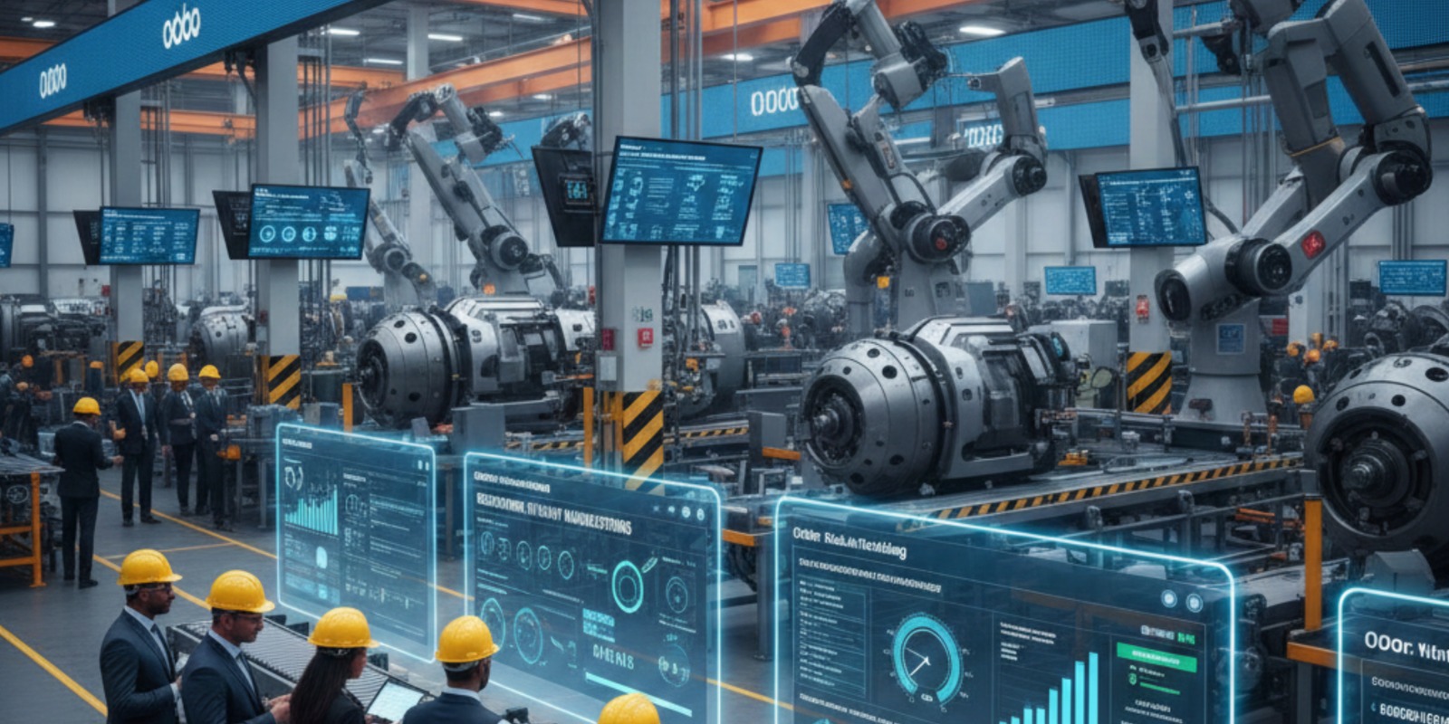 Industrial manufacturing machine stopped due to breakdown, causing production downtime in a heavy manufacturing plant.